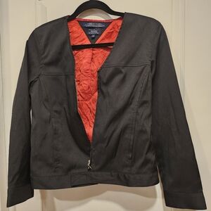 Tommy Hilfiger Womens Black Jacket W Red Lining Medium